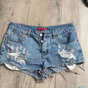 Distressed Denim Shorts